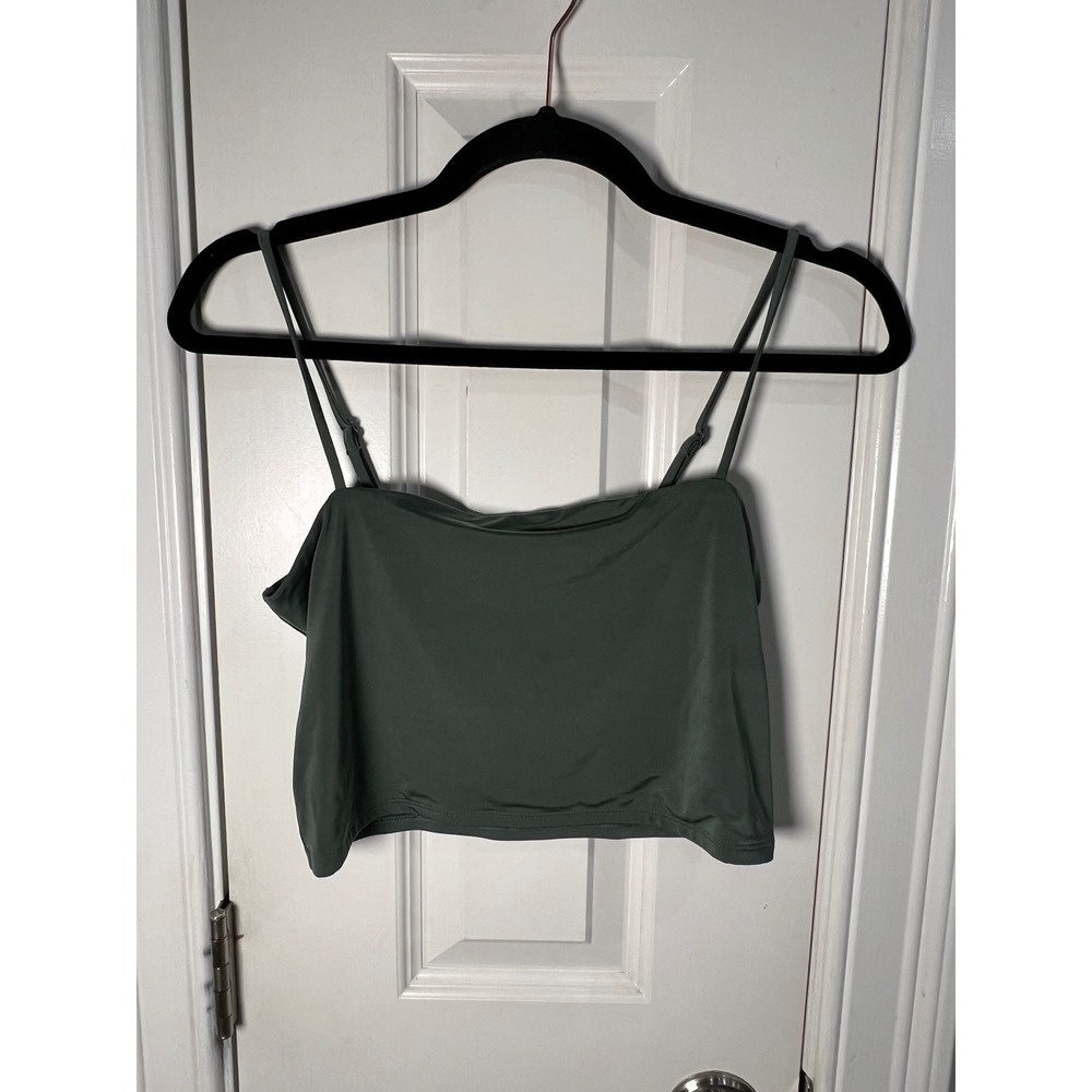 Express Body Contour Cropped Cami Tank Top Sage Green Medium 06418402
